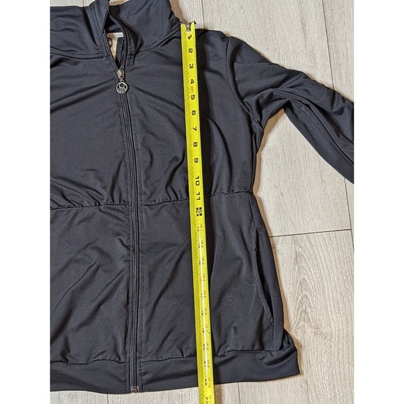 Te Verde Women's  Medium Dark Gray Track Jacket  Fitted Thumb Holes Runched - Picture 10 of 14